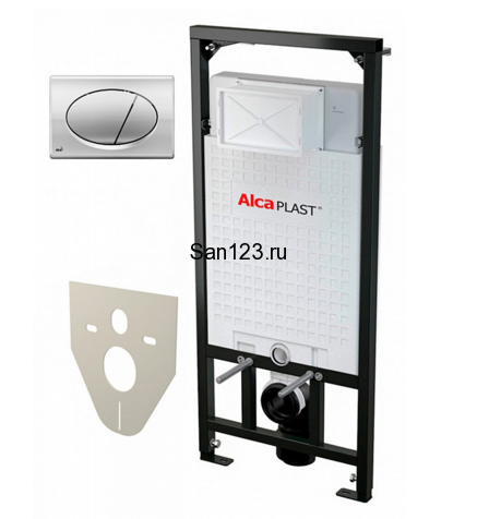 Система инсталляции для унитазов AlcaPlast Sadromodul A101/1200 4 в 1 кнопка смыва хром