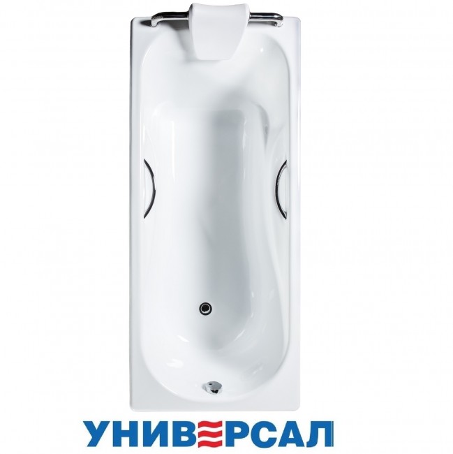 Чугунная ванна Универсал Сибирячка 170x75x46 с ручками и подголовником